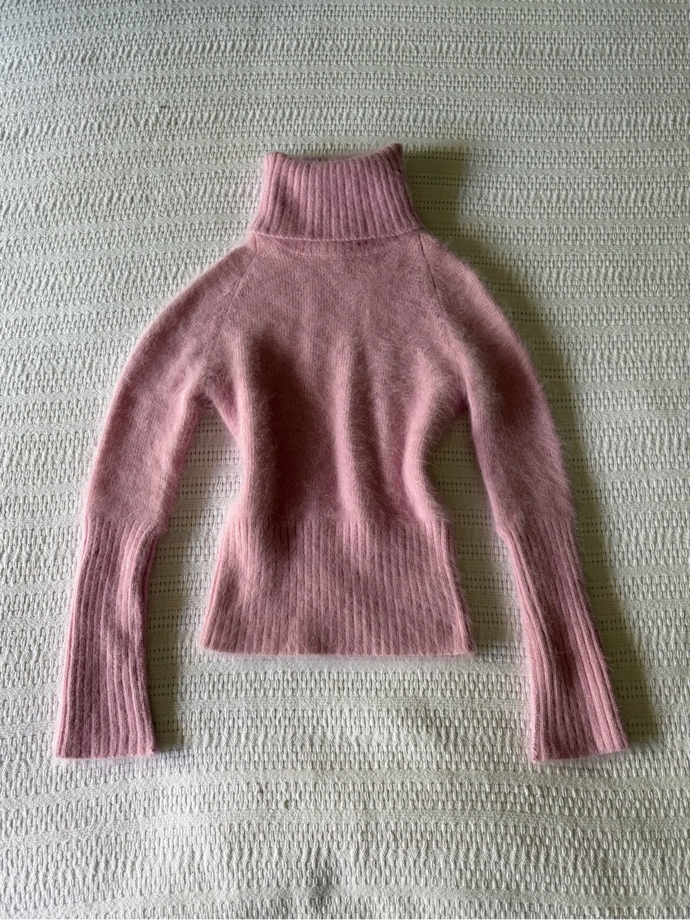 Guess Collection Y2K 2000s Fuzzy Pink Angora Blend Turtleneck Sweater - XS